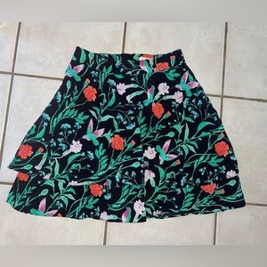 Kate Spade Jardin Double Layer Black Hummingbird Bird Floral Skirt
